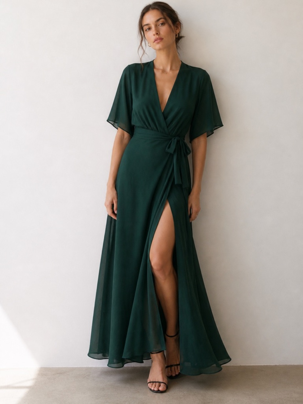 Reformation Emerald Green Winslow Wrap Maxi Dress XS NWT